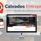 Montage présentant le site Calvados-Entreprises.fr sur smartphone et ordinateur, avec des mascottes vikings, annuaire des entreprises locales du Calvados